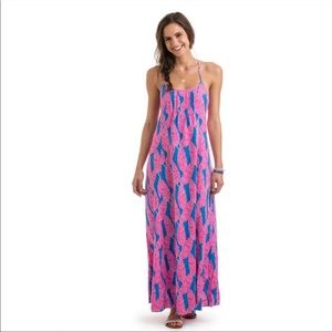 Vineyard Vines Cotton Palm Print Maxi Dress-size 14